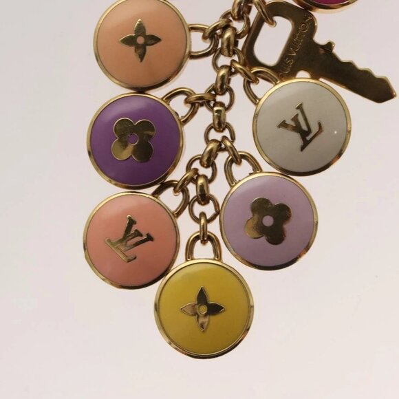 LOUIS VUITTON Monogram Porte Cles Pastille Key Holder Gold - Picture 8 of 14